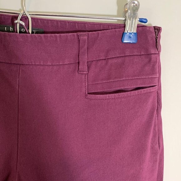 Theory Junius plum purple skinny stretch ankle side zipper casual career pants - Picture 2 of 12